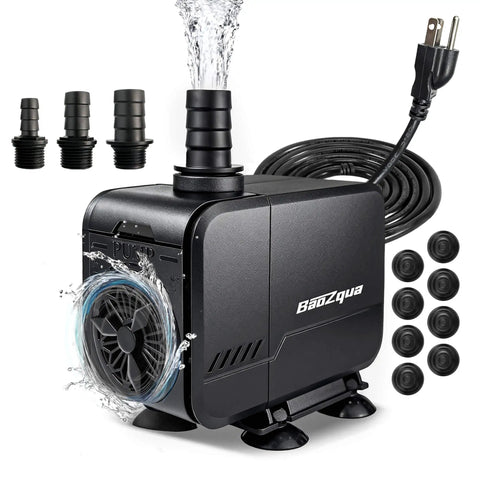 320 GPH Submersible Water Pump For Aquarium Pond And Hydroponics Quiet Energy Efficient With Three Nozzles Six Point Six Foot Power Cord And Max Lift Four Point Nine Feet