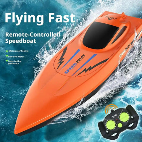 Ultra Fast RC Boat With Dual Motors Auto Self Righting Waterproof Electric Speedboat 2.4GHz Remote Control in water.