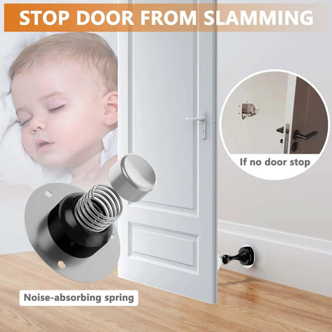 Soft Catch Magnetic Door Stopper For Bottom Of Door Stainless Steel Wall Or Floor Mount No Drilling Door Catch in use