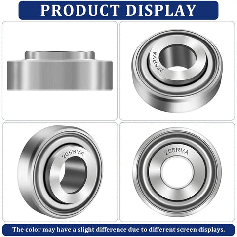Hella Durable Agricultural Insert Ball Bearing 205Rva shown from multiple angles, featuring .75 inch round bore and sealed design.