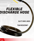 Flexible 9.8 ft vinyl discharge hose for Heavy Duty Electric Fuel Transfer Pump For 15 To 55 Gallon Drums 3.3 Gpm Flow.
