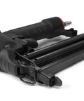 Heavy Duty Workhorse 18 Gauge Pneumatic Brad Nailer And Quarter Inch Crown Stapler Combo featuring a black body and quick release magazine.