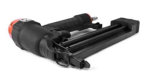 Heavy Duty Workhorse 18 Gauge Pneumatic Brad Nailer And Quarter Inch Crown Stapler Combo featuring a black body and quick release magazine.