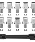 Universal Motorcycle Spoke Wrench Set 5.0 To 6.8 Mm CNC Wheel Spanner with 10 interchangeable wrench ends and main shaft