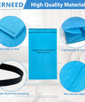 Close-up of eight pack wet dry filter bags for 2.5 to 5 gallon shop vacuums with three retaining bands, highlighted features.
