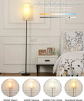 Tall RGB Smart Floor Lamp For Living Room, 67 Inch Dimmable Standing Lamp With Remote and WiFi App Control, lit next to bed.