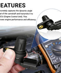Camshaft Position Sensor for Cars Plug and Play Replacement With Sealing Ring OEM No F01R00B003 Easy Install Fits Most Vehicles Eliminates EPC Warning Lights and Cold Start Woes, Reliable Engine Sensor, black plastic car engine sensor with connector
