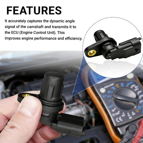 Camshaft Position Sensor for Cars Plug and Play Replacement With Sealing Ring OEM No F01R00B003 Easy Install Fits Most Vehicles Eliminates EPC Warning Lights and Cold Start Woes, Reliable Engine Sensor, black plastic car engine sensor with connector