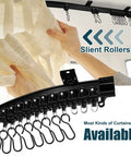 Flexible Bendable Ceiling Curtain Track System for Windows Bunk Beds Doors Showers RVs and Room Dividers No Drill Install Cut to Length 16.4 Feet Black with silent rollers and hooks
