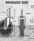 Product dimensions of 4 Inch Caster Wheels Set Of 4 With Standard Course Threaded Stem And One And A Half Inch Shaft Heavy Duty TPR Swivel Casters