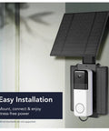 Universal Solar Charger For Ring Battery Doorbell Series And Wyze Wireless Video Doorbell Pro mounted outdoors