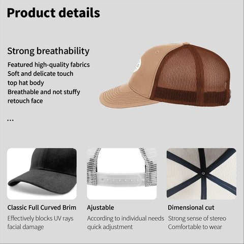 Side view of Low Profile Trucker Cap For Men With Adjustable Buckle Fit Comfortably All Day No Crying On The Yacht Fun Casual Summer Hat featuring breathable mesh and adjustable strap.
