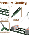 Heavy Duty Drag Harrow Driveway Grader For Gravel Tow Behind Lawn Rake For ATV UTV Tractor And Mower showing frame and hitch pin.