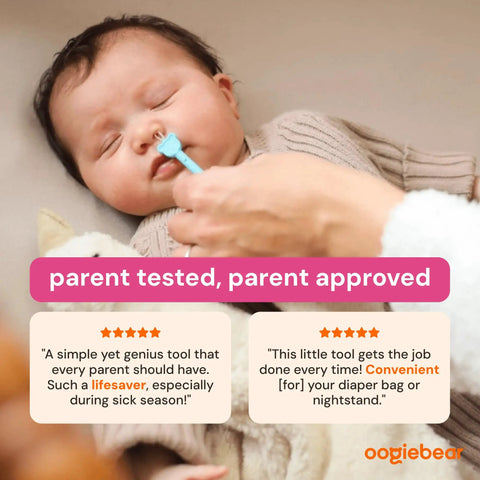 Parent using Baby Nose Cleaner And Ear Wax Removal Tool For Newborns Infants And Toddlers, Safe Gentle Dual Ended Design For Boogers