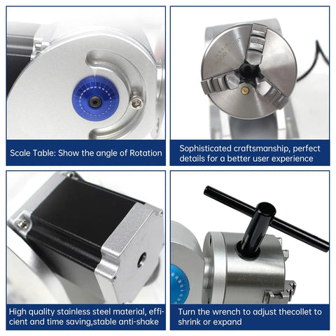 D80 CNC 4th Axis Rotary Chuck For Pro Grade Engraving 80mm Jaw 129mm Center Height 3 Jaws Lathe Fixture with details