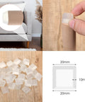 Thirty Two Piece Clear Rubber Bumpers Super Sticky Self Adhesive Pad Large Square Design used on furniture legs for protection.
