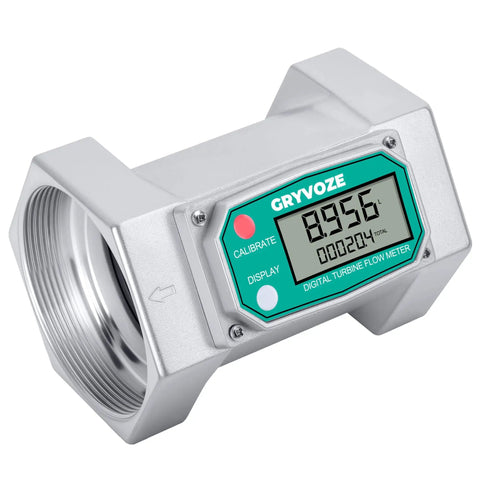 Three Inch Turbine Inline Flow Meter With 21 To 264 GPM Range And 180 Degree LCD Display Pro Grade Accuracy Up To 1 Percent