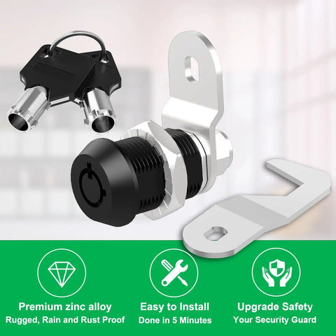 1 Pack Tubular Cam Lock With Keys Five Eighths Inch Keyed Alike Hook Cam Toolbox Locks For Tool Boxes Drawers Cabinets Mailboxes