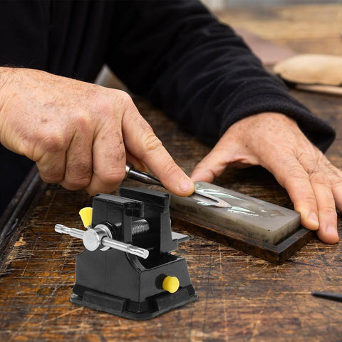 Mini Bench Clamp With Suction Base Table Vise Flat Jaw Workholding Fixture For Woodworking Crafting shown holding small part