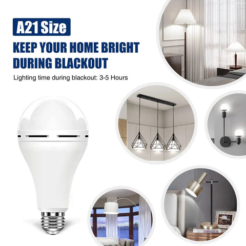 Emergency Rechargeable LED Light Bulb With Battery Backup To Keep The Lights On During Power Outages 12W 6500K Cool White