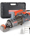 Centall 5/8 Inch Electric Hydraulic Rebar Cutter RC16B Orange with accessories in case for construction sites.