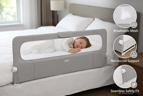 One Button Swing Down Bed Rail For Toddlers And Kids 59 Inch Length No Tool Assembly Easy Guard Rail For Bunk Daybed King Twin Full Queen