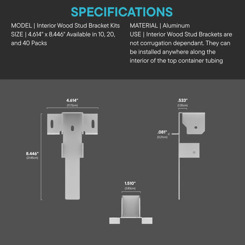 Heavy Duty Interior Wood Stud Framing Brackets For Shipping Containers And Sea Cans Bolt On Wall Mounting Kit dimensions and specs