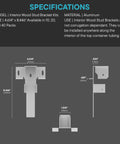 Detailed specifications of Built Tough Interior Wood Stud Framing Brackets For Shipping Containers And Sea Cans. Aluminum, 4.614" x 8.446" size.