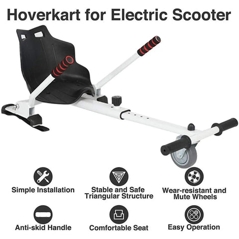 Hoverboard Seat Attachment Go Kart Conversion Kit For Self Balancing Scooters, Adjustable Length Fits 6.5, 8, and 10 Inch Models