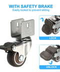 No Fuss Heavy Duty Swivel Caster Wheels With 5 7 Inch U Brackets And Solid Locking Brake for easy furniture swaps, showing safety brake lock.