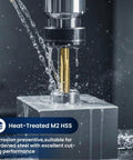M11x2.0 4-Flute And M8x1.25 3-Flute Thread Tap Set in action, M2 steel, shows cutting performance on engine threads