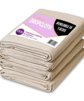 Heavy Duty 12oz Cotton Duck Canvas Drop Cloths, 6-Piece Set stacked with label showing available sizes
