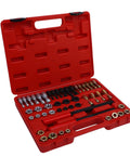 Heavy Duty 48 Piece Steel Thread Chaser Kit With 22 Taps And 24 Dies Plus Two Files For Cleaning Restoring Damaged Threads On Bolts Studs Nuts red case