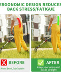 Person using Ergonomic Back Saver Handle Extension For Weed Eaters And String Trimmers Fits Most Shaft Sizes 26mm Or 28mm Easy Install
