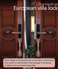 Hella Secure Electronic Keypad Deadbolt With Keyless Entry Door Lock and Auto Lock Front Door Handle on a wooden door.