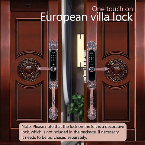 Hella Secure Electronic Keypad Deadbolt With Keyless Entry Door Lock and Auto Lock Front Door Handle on a wooden door.