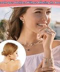 Woman wearing jewelry with Lobster Clasp Necklace Clasp Extender Kit Grab And Go 14K Gold And Silver Finishes showing ease of use.