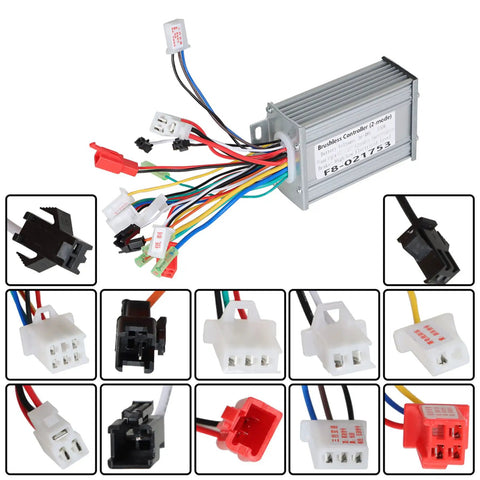 36-48V 350W Brushless DC Motor Speed Controller Replacement For Bicycle E-Bike Scooter, aluminum casing, wiring detail