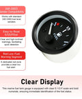 Universal 2 Inch 52mm Fuel Level Gauge For Cars RVs Boats Marine Motorcycles 12V Gas Tank Meter With E1 2F Pointer Dash Nut And Bracket Kit Fits Yacht And Other Marine Vehicles. Black ABS fuel gauge with E/1/2/F dial and low-fuel red zone.