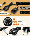 1650W Universal Electric Smoker Heating Element With Adjustable Thermostat Controller, detailed controls and plug view