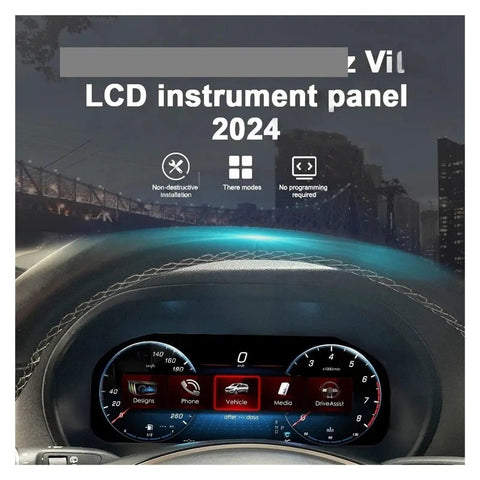 12.3 Inch LCD Dash Instrument Cluster Upgrade For Vito 2024 Style Digital Speedometer Display With Built In Circuitry, Stable Idle Performance, Quick Response Gauges, Clear Readout, And A Slick Modern Dash, installed in dashboard