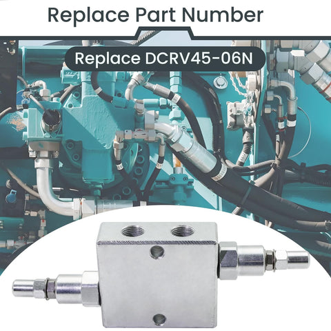 Built Tough Dual Crossover Hydraulic Relief Cushion Valve 3/8 NPT, 12 GPM Flow, Fits Reversible Hydraulic Motors, Double Acting Cylinder Control, Adjustable Relief 150 To 2600 PSI, Preset 1300 PSI, Max 5000 PSI, Replaces DCRV45-06N