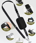 Clip And Go Phone Strap With Wallet Crossbody Lanyard Adjustable And Detachable RFID Wristlet Wallet Black with ID Window