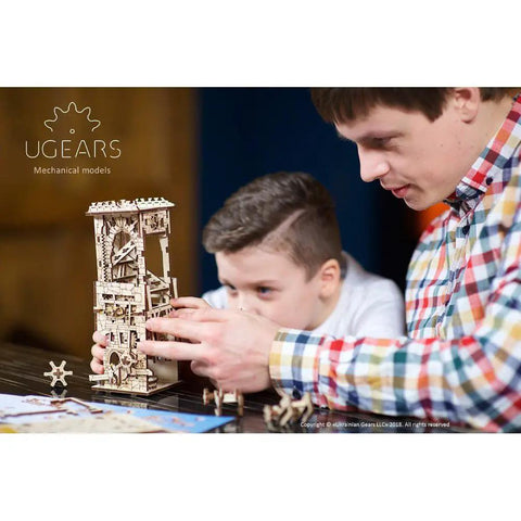 Wooden Mechanical Archballista Tower Puzzle Kit Build Your Own Dope 3D Ballista and Tower Construction Set With Moving Firing Mechanism Durable Natural Wood STEM Toy For Curious Minds, boys assembling tower