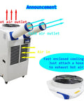 Built Tough Industrial Portable Air Conditioner Crushes That Summer Heat In Warehouses And Workshops 110V 18700BTU with air outlets and display.