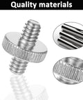 Heavy Duty Dual End Camera Tripod Screw 1/4 20 Male To Male 4 Pack showing metallic screw with detailed texture and threaded ends.