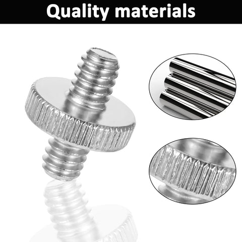 Heavy Duty Dual End Camera Tripod Screw 1/4 20 Male To Male 4 Pack showing metallic screw with detailed texture and threaded ends.