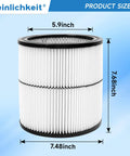 Vacuum Cartridge Filter Replacement For Dry Debris Fits 6 8 12 16 Gallon Shop Vac With Washable Pleated Paper Filter