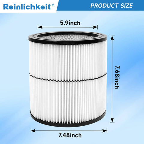 Vacuum Cartridge Filter Replacement For Dry Debris Fits 6 8 12 16 Gallon Shop Vac With Washable Pleated Paper Filter