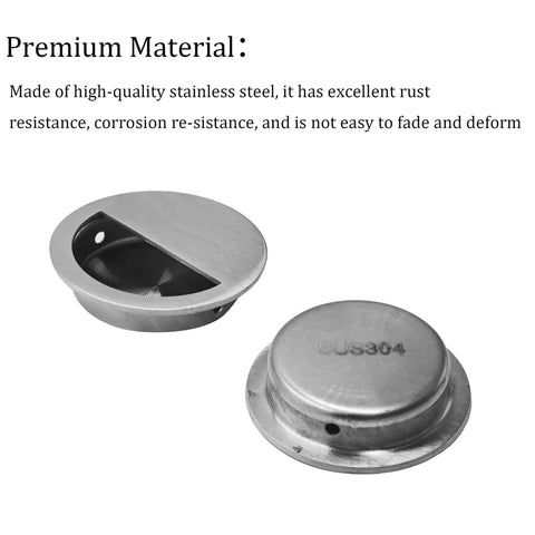 Two Pack Round Flush Cabinet Pulls 50mm Diameter Hidden Door Handles With Mounting Screws For Sliding Doors And Drawers